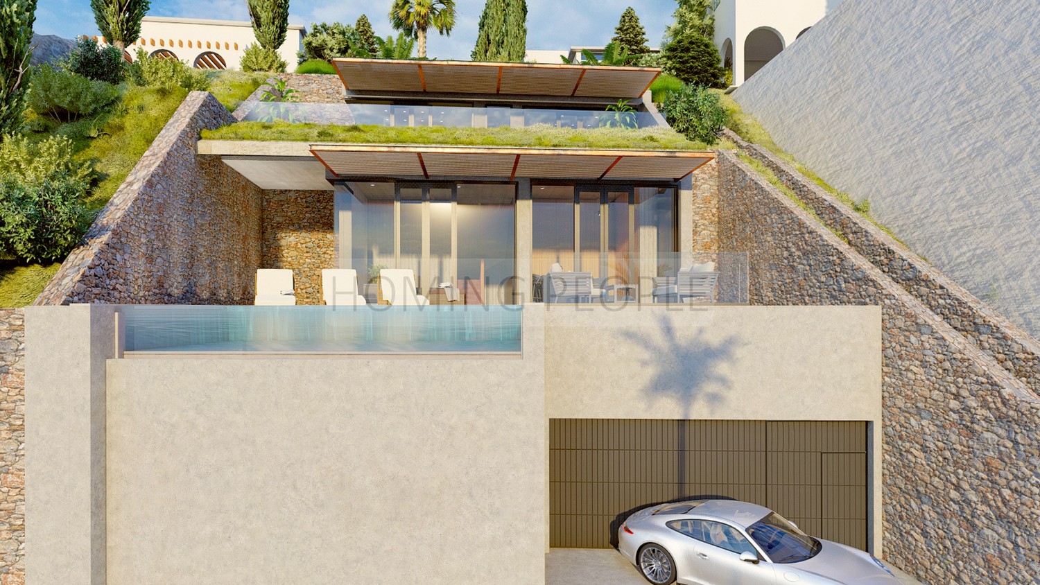 Villa independiente única sobre plano: Moderna, con mucho sol, piscina desbordante... y unas vistas increíbles al mar
